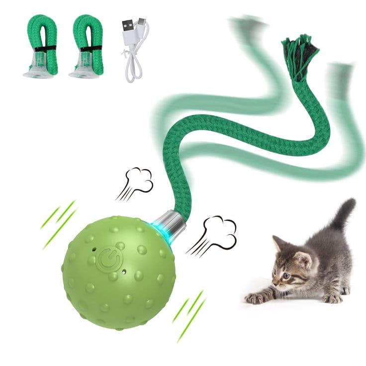 Smart Interactive Cat Ball Toy β Automatic 360Β° Self-Rotating Ball with LED Lights & Tail